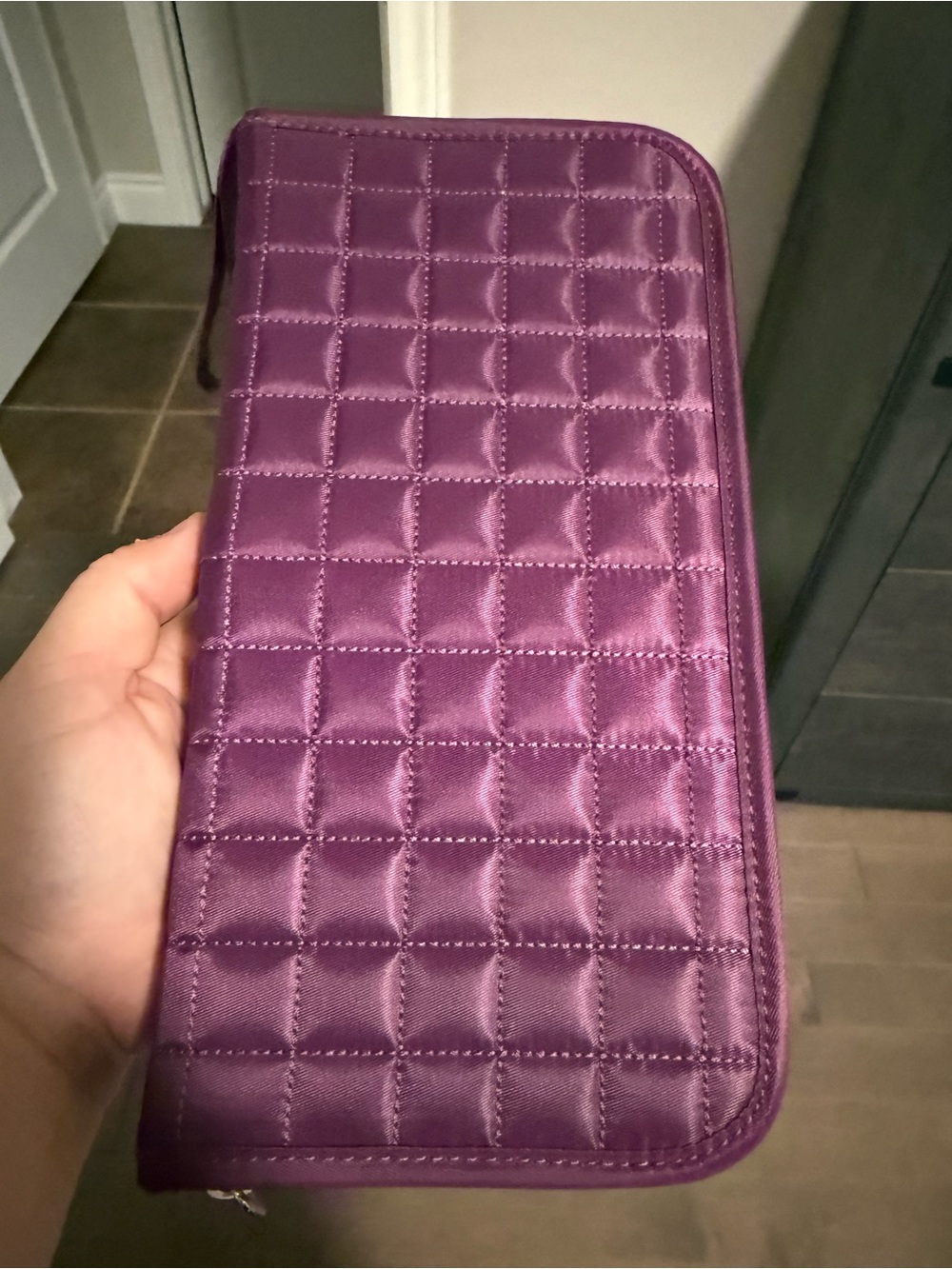 lug Quilted Satin Purple Travel Wallet